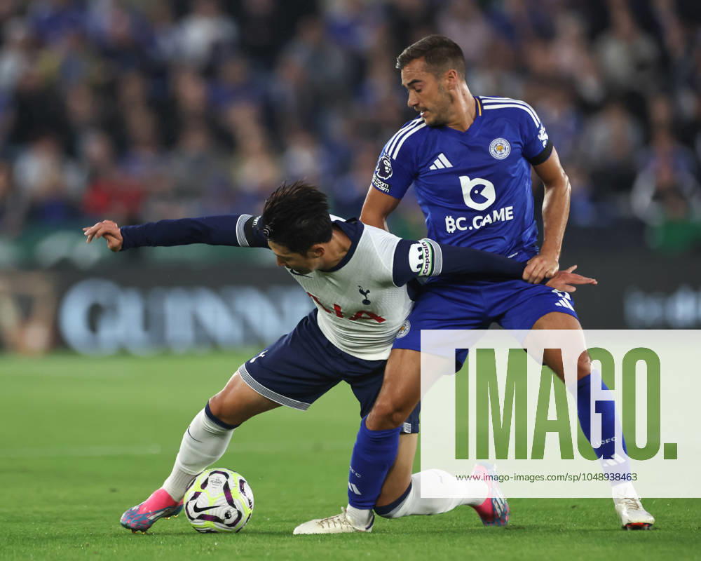 Premier League Leicester City v Tottenham Hotspur Harry Winks of Leicester City fouls Son Heung-min of Tottenham Hotspur during the Premier League match Leicester City vs Tottenham Hotspur at King Power Stadium, Leicester, United Kingdom, 19th August 2024 (Photo by Mark Cosgrove News Images) Leicester King Power Stadium Leicestershire United Kingdom