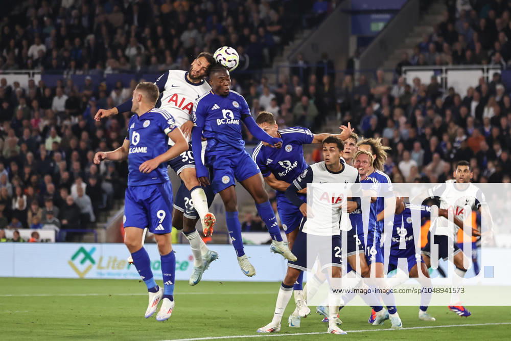 Premier League Leicester City v Tottenham Hotspur Rodrigo Bentancur of Tottenham Hotspur has a clashes with Abdul Fatawu of Leicester City during the Premier League match Leicester City vs Tottenham Hotspur at King Power Stadium, Leicester, United Kingdom, 19th August 2024 (Photo by Mark Cosgrove News Images) Leicester King Power Stadium Leicestershire United Kingdom