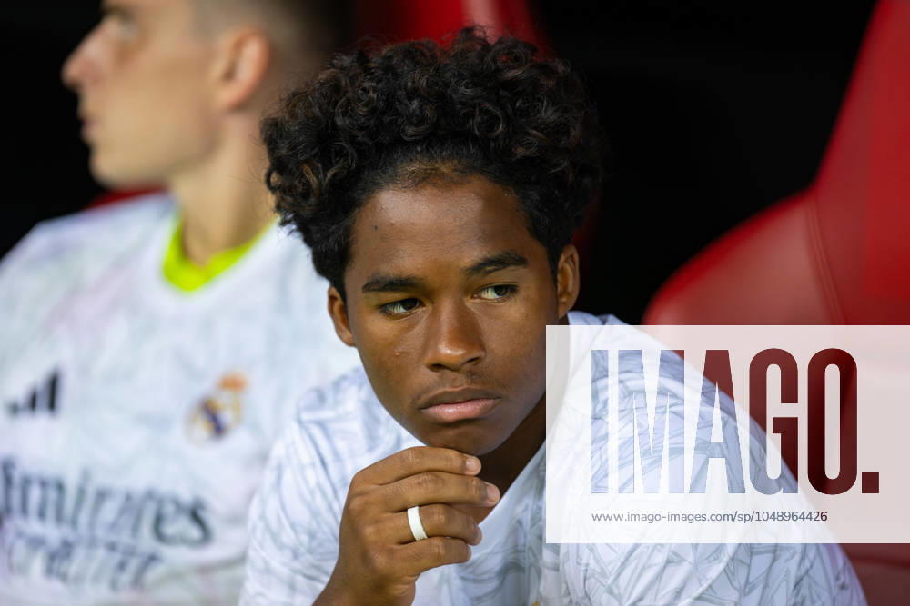 UEFA Super Cup 2024 Final match: Real Madrid Vs Atalanta BC in Warsaw, Poland - 14 Aug 2024 Endrick Felipe Moreira de Sousa of Real seen during the UEFA Super Cup 2024 Final match between Real Madrid and Atalanta BC at PGE Narodowy stadium in Warsaw. Final score; Real Madrid 2:0. Atalanta BC. Warsaw Poland