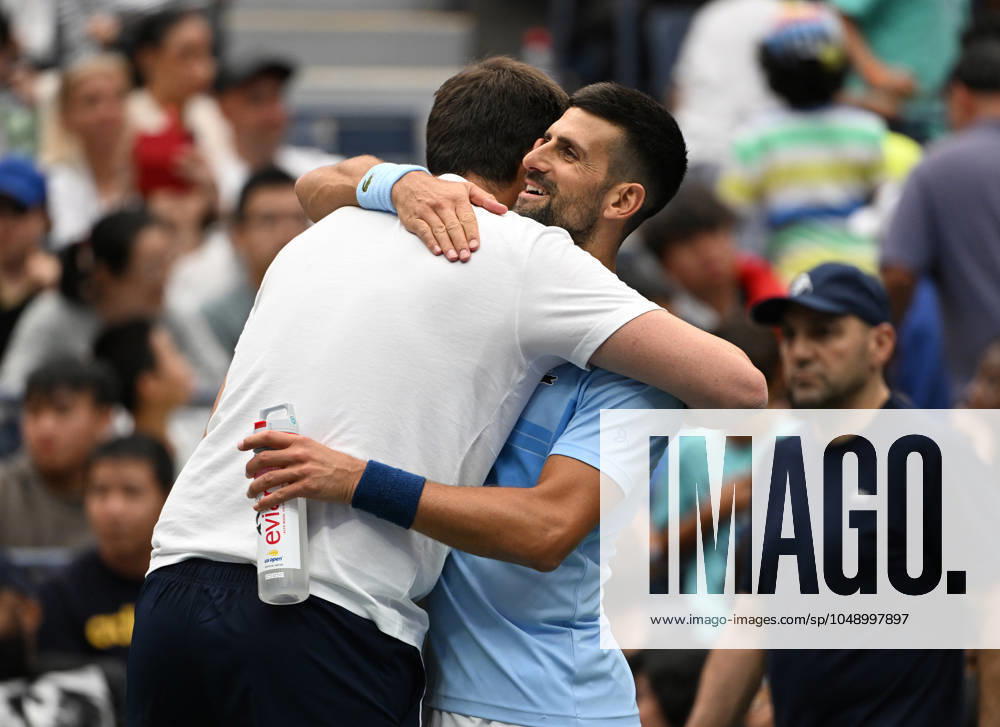 Practice court at the USTA Billie Jean King National Tennis Center in Flushing, Queens Featuring: Novak Djokovic, Juan Martin del Potro Where: Flushing Meadows, New York, United States When: 21 Aug 2024 Credit: Robert Bell INSTARimages . NOT FOR USE BY NEWSPAPERS BASED IN THE UK.