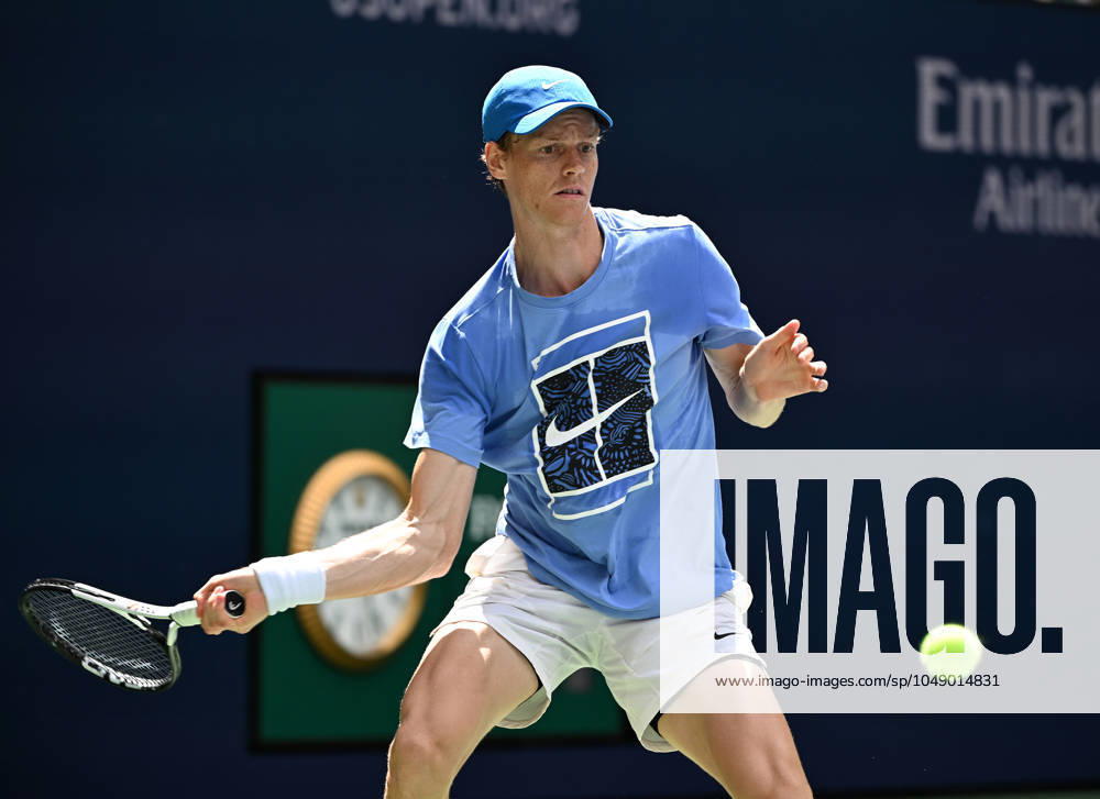FLUSHING NY- AUGUST 22: Jannik Sinner is seen on the practice court at the USTA Billie Jean King National Tennis Center on August 22, 2024 in Flushing Queens.