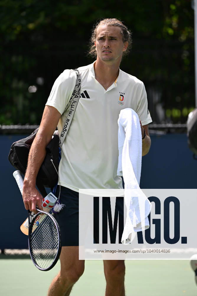 FLUSHING NY- AUGUST 22: Alexander Zverev is seen on the practice court at the USTA Billie Jean King National Tennis Center on August 22, 2024 in Flushing Queens.