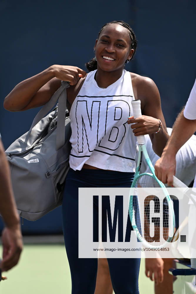 FLUSHING NY- AUGUST 22: Coco Gauff is seen on the practice court at the USTA Billie Jean King National Tennis Center on August 22, 2024 in Flushing Queens.