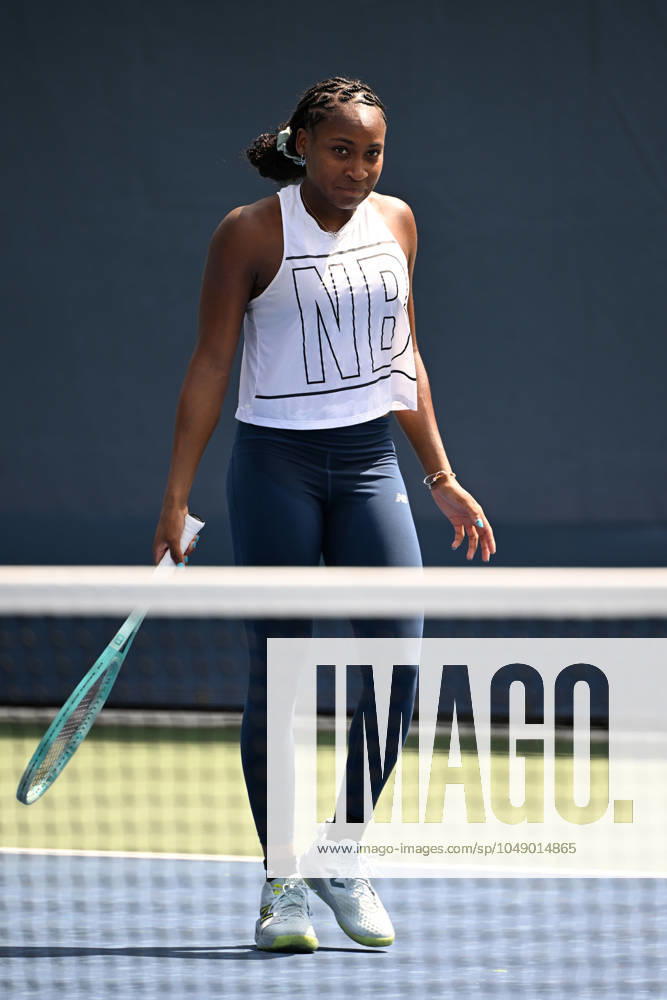 FLUSHING NY- AUGUST 22: Coco Gauff is seen on the practice court at the USTA Billie Jean King National Tennis Center on August 22, 2024 in Flushing Queens.