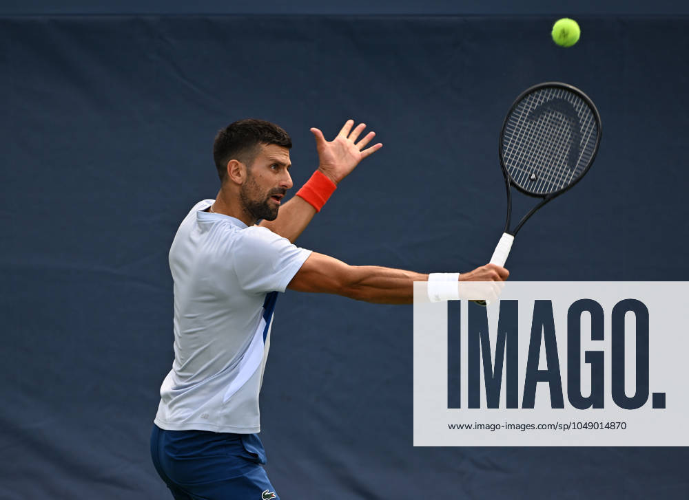 FLUSHING NY- AUGUST 22: Novak Djokovic is seen on the practice court at the USTA Billie Jean King National Tennis Center on August 22, 2024 in Flushing Queens. Photo by Larry Marano 2024