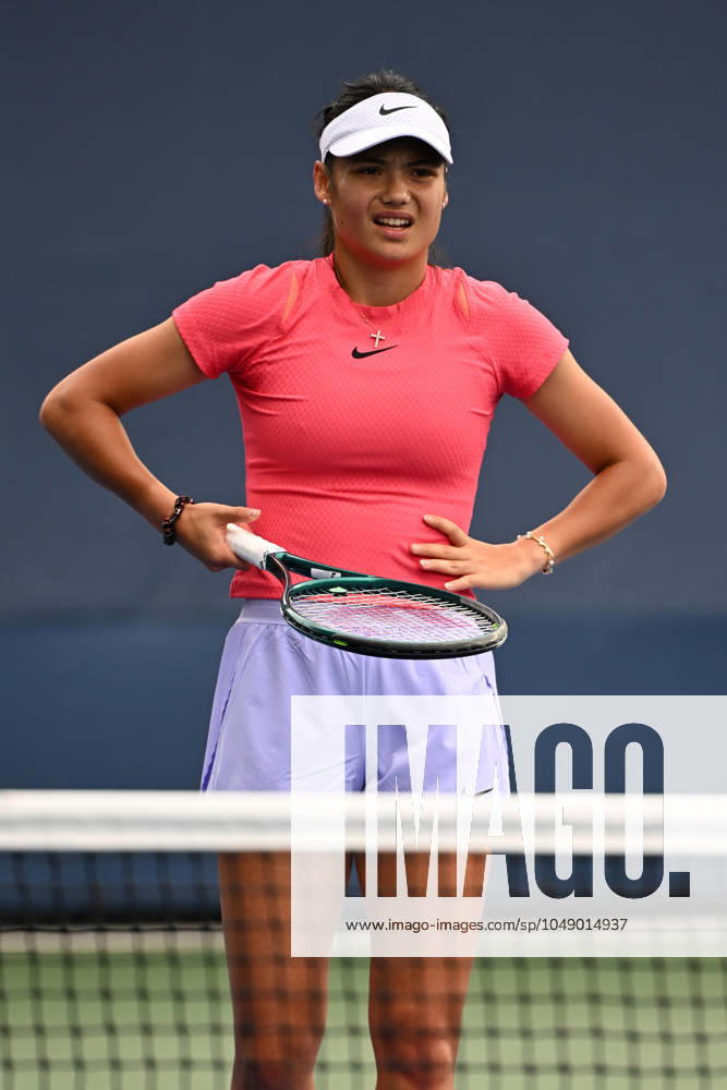 FLUSHING NY- AUGUST 22: Emma Raducanu is seen on the practice court at the USTA Billie Jean King National Tennis Center on August 22, 2024 in Flushing Queens.
