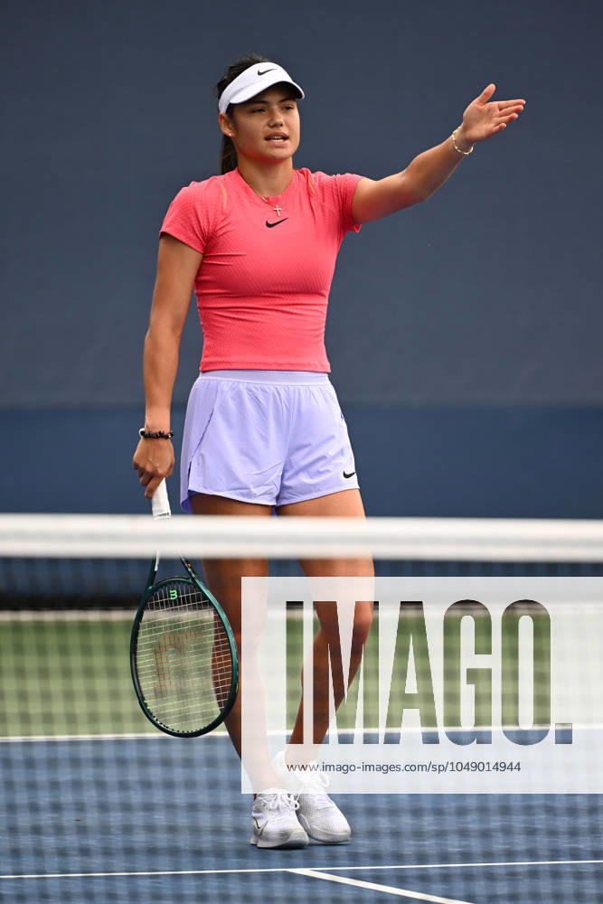 FLUSHING NY- AUGUST 22: Emma Raducanu is seen on the practice court at the USTA Billie Jean King National Tennis Center on August 22, 2024 in Flushing Queens.