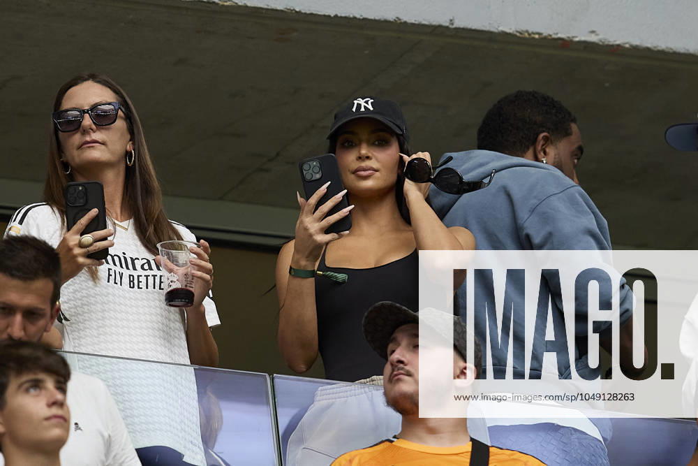 Kim Kardashian during La Liga football match between Real Madrid CF v Real Valladolid at Santiago Bernabeu Stadium in Madrid, Spain, August 25, 2024 Madrid Spain - ZUMAa206 20240825_zsp_a206_040