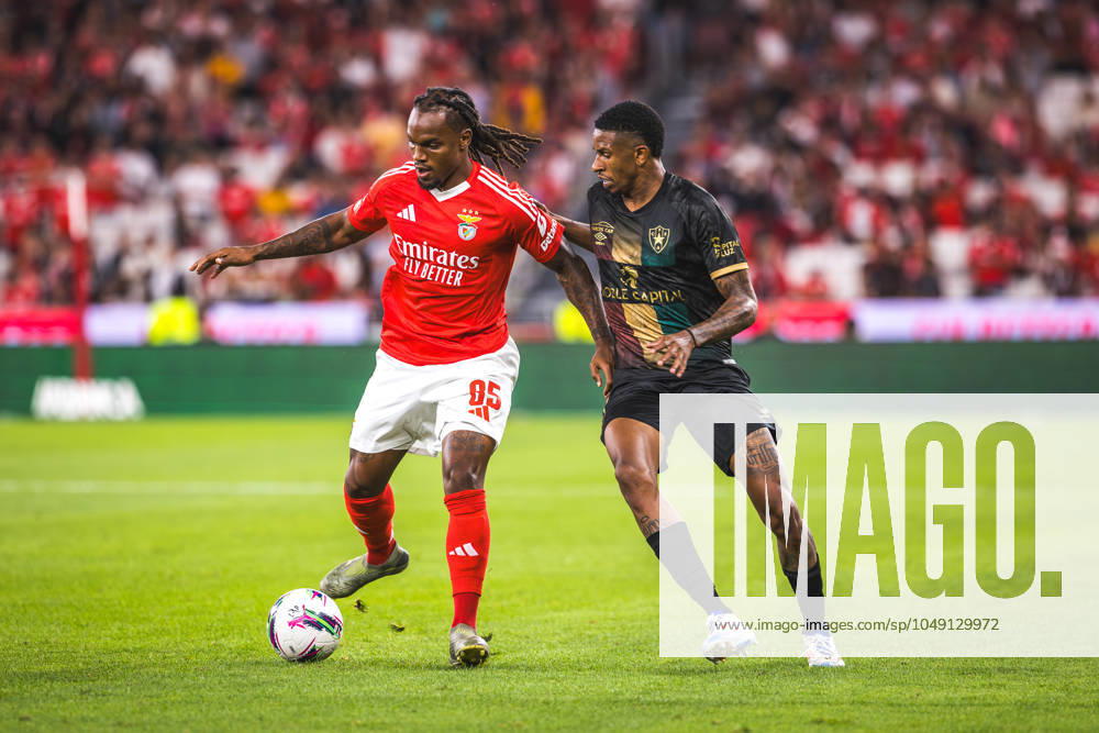 SL Benfica Vs CF Estrela da Amadora in Lisbon, Portugal - 24 Aug 2024 Renato Sanches of SL Benfica (L) with Andre Luiz of CF Estrela da Amadora (R) in action during the Liga Portugal Betclic match between SL Benfica and CF Estrela da Amadora at Estadio da Luz. Final score: SL Benfica 1 - 0 CF Estrela da Amadora Lisbon Portugal