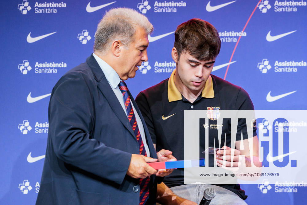 Joan Laporta, President of FC Barcelona, Barca and Juan Nunez during the presentation as new FC Barcelona Basket players at Auditori 1899 on August 26, 2024 in Barcelona, Spain. Barcelona Spain - ZUMAa181 20240826_zaa_a181_059