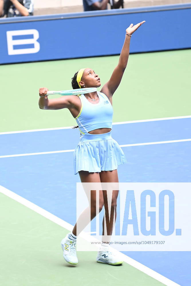 Coco Gauff during her first round win at the US Open Featuring: Coco Gauff Where: Queens, New York, United States When: 26 Aug 2024 Credit: Joey Andrew startraksphoto.com . NOT FOR USE BY NEWSPAPERS BASED IN THE UK.
