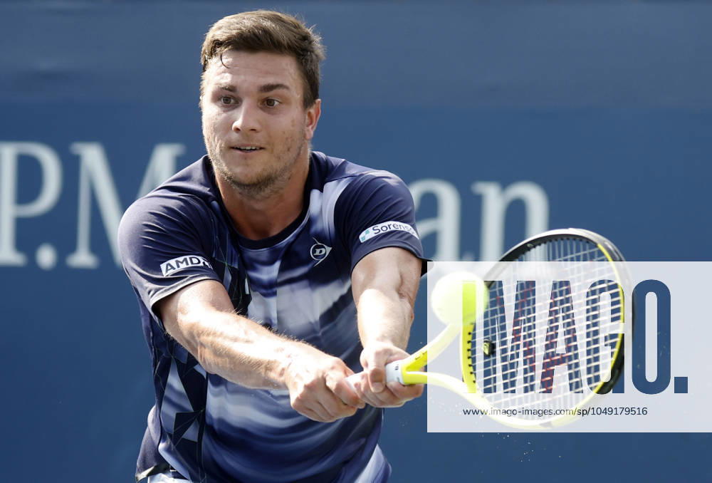 Miomir Kecmanovic of Serbia returns a ball to Yoshihito Nishioka of Japan in the first round of the 2024 US Open Tennis Championships in at the USTA Billie Jean King National Tennis Center on Saturday, August 26, 2024 in New York City. NYP20240826108 JOHNxANGELILLO