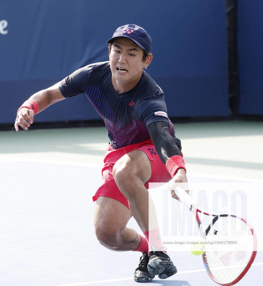 Yoshihito Nishioka of Japan reaches to return a ball to Miomir Kecmanovic of Serbia in the first round of the 2024 US Open Tennis Championships in at the USTA Billie Jean King National Tennis Center on Saturday, August 26, 2024 in New York City. NYP20240826110 JOHNxANGELILLO