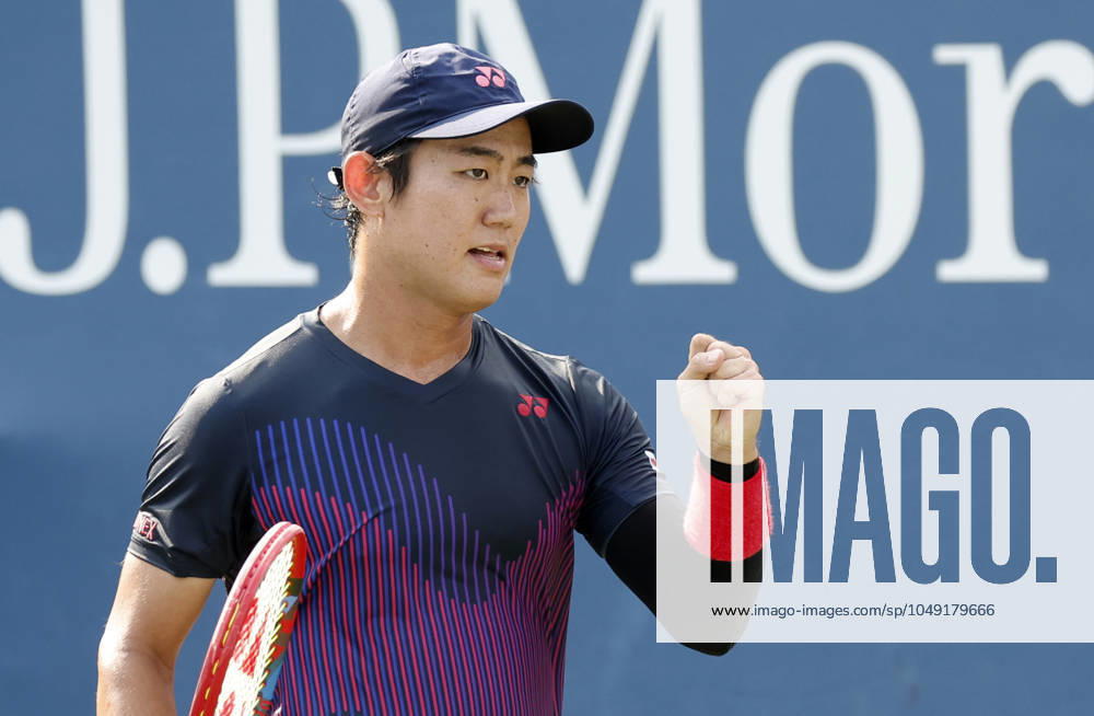 Yoshihito Nishioka of Japan celebrates after winning a point in the first set against Miomir Kecmanovic of Serbia in the first round of the 2024 US Open Tennis Championships in at the USTA Billie Jean King National Tennis Center on Saturday, August 26, 2024 in New York City. NYP20240826112 JOHNxANGELILLO