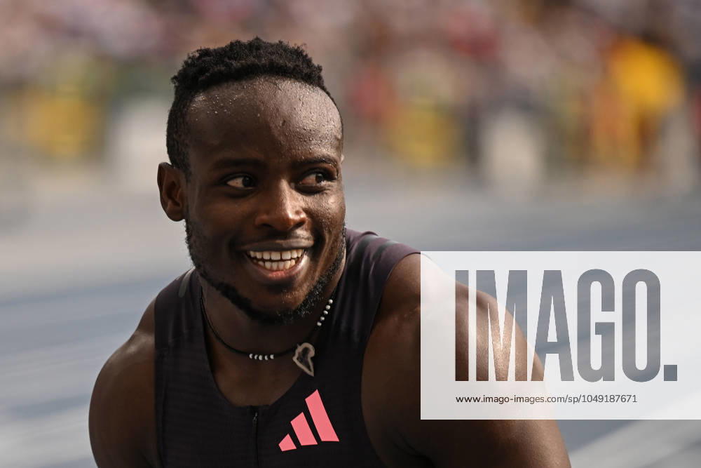 Silesia Diamond League Meeting 2024 In Chorzow CHORZOW, POLAND - AUGUST 25: Ferdinand Omanyala of Kenya at the finish line in the Men s 100m at the Silesia Kamila Skolimowska Memorial, part of the Wanda Diamond League, on August 25, 2024, at Slaski Stadium in Chorzow. Chorzow Poland