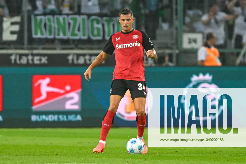 Granit Xhaka Leverkusen 34 Action Single Image Crop 23 08 2024 Soccer Borussia Moenchengladbach vs Bayer 04 Leverkusen, Borussia Park, Moenchengladbach, DFB DFL REGULATIONS PROHIBIT ANY USE OF PHOTOGRAPHS AS IMAGE SEQUENCES AND OR QUASI VIDEO NRW Germany