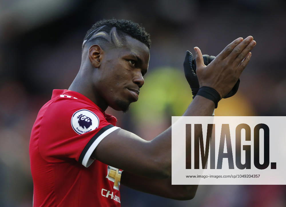 Manchester United, ManU v Chelsea - Old Trafford Stadium - Manchester February 25, 2018 - Manchester, United Kingdom - Paul Pogba of Manchester United applauds the fans during the premier league match at the Old Trafford Stadium, Manchester. Picture date 25th February 2018. Picture credit should read: Simon Bellis Sportimage Manchester United Kingdom