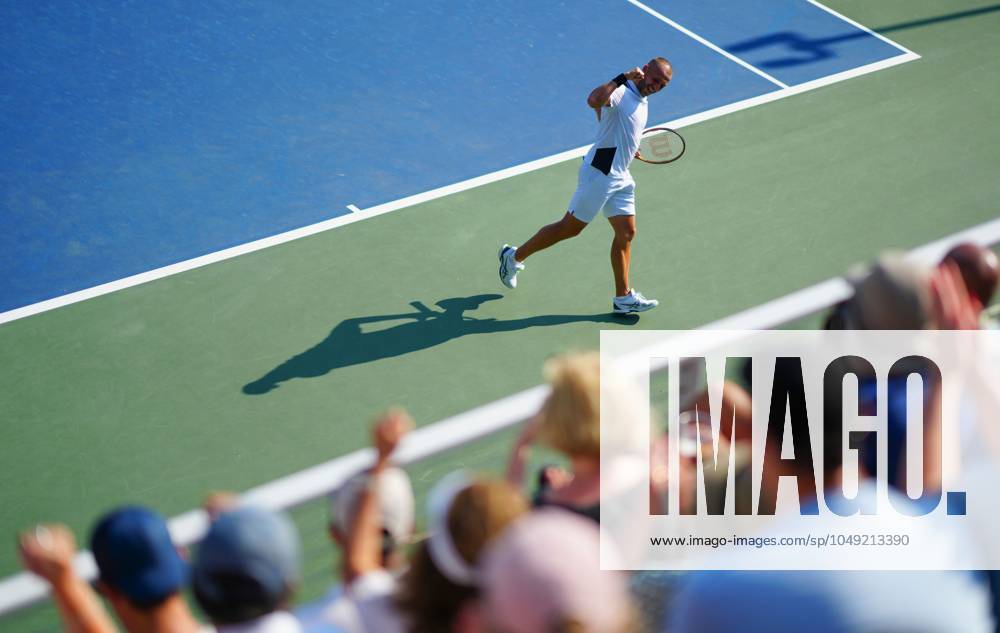 Dan Evans celebrates winning the third set on a tie-break US Open Championships 2024, Day Two, Flushing Meadows, New York, USA - 27 Aug 2024