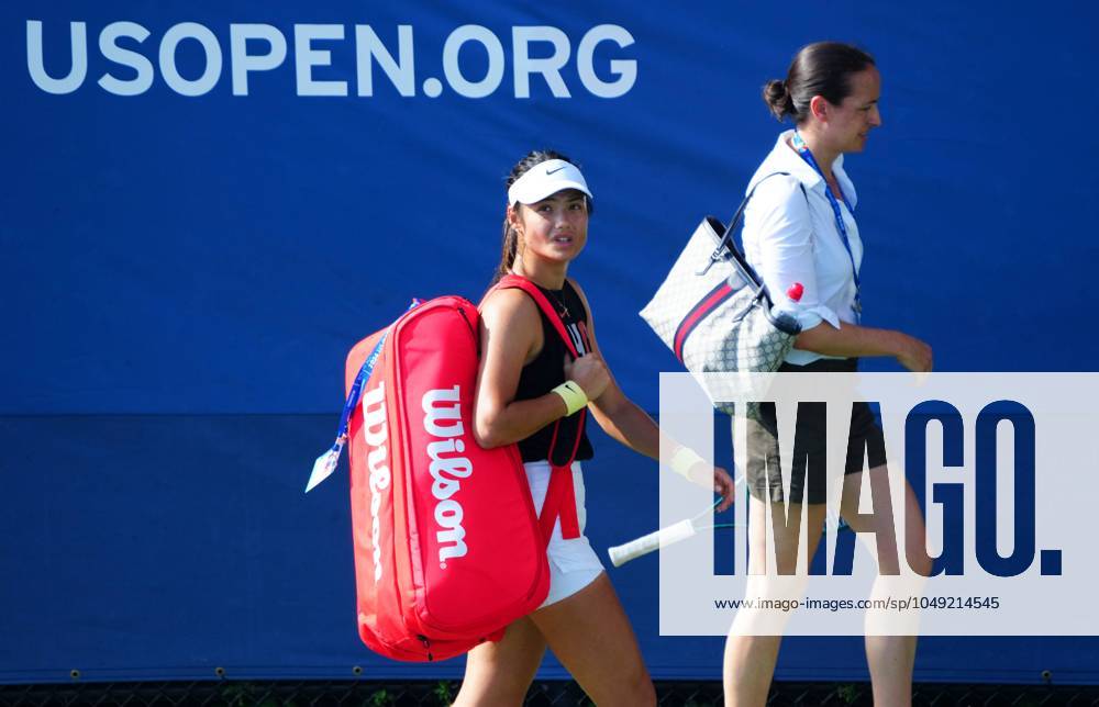 Emma Raducanu on the practice court ahead of her first round match US Open Championships 2024, Day Two, Flushing Meadows, New York, USA - 27 Aug 2024