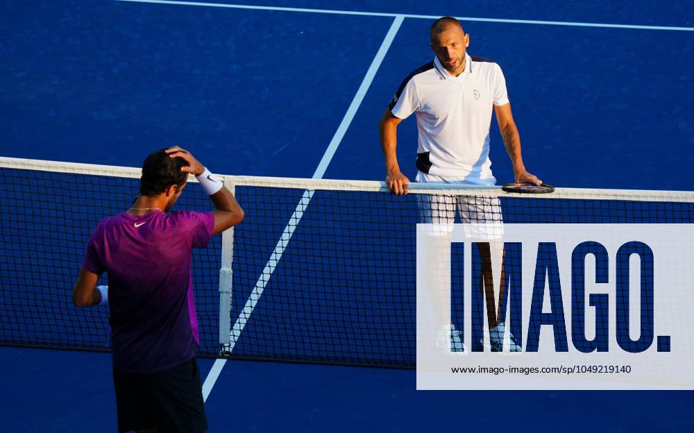 Dan Evans celebrates his record-breaking first round win over Karen Khachanov, the longest ever US Open match US Open Championships 2024, Day Two, Flushing Meadows, New York, USA - 27 Aug 2024