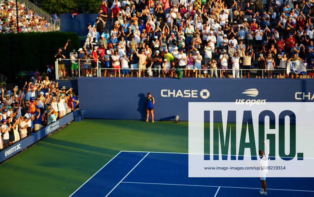 Dan Evans celebrates his record-breaking first round win over Karen Khachanov, the longest ever US Open match US Open Championships 2024, Day Two, Flushing Meadows, New York, USA - 27 Aug 2024