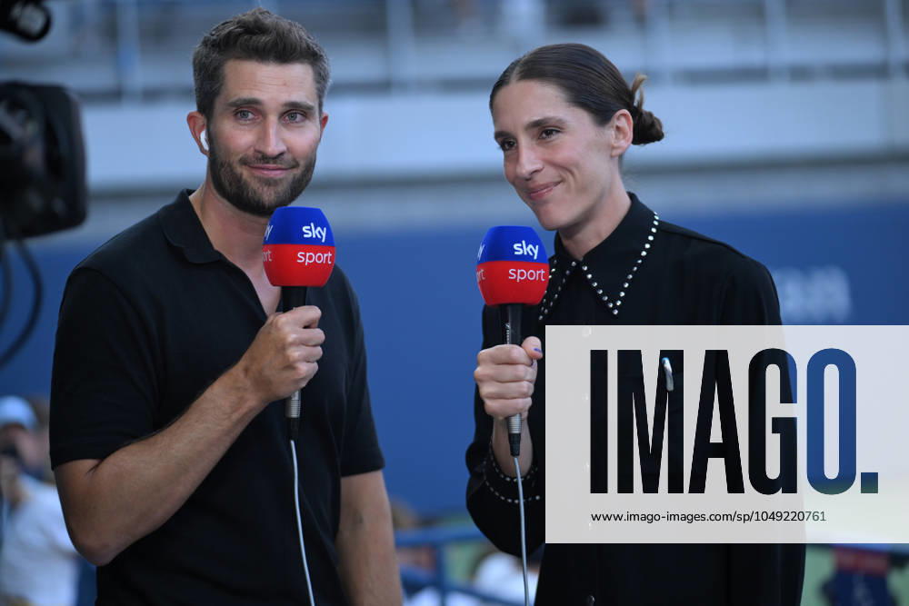 2024 US Open , New York Andrea Petkovic GER and Sky reporter Paul Häuser GER