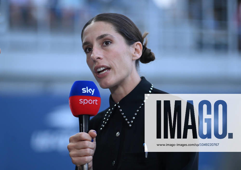 2024 US Open , New York Andrea Petkovic GER and Sky reporter Paul Häuser GER