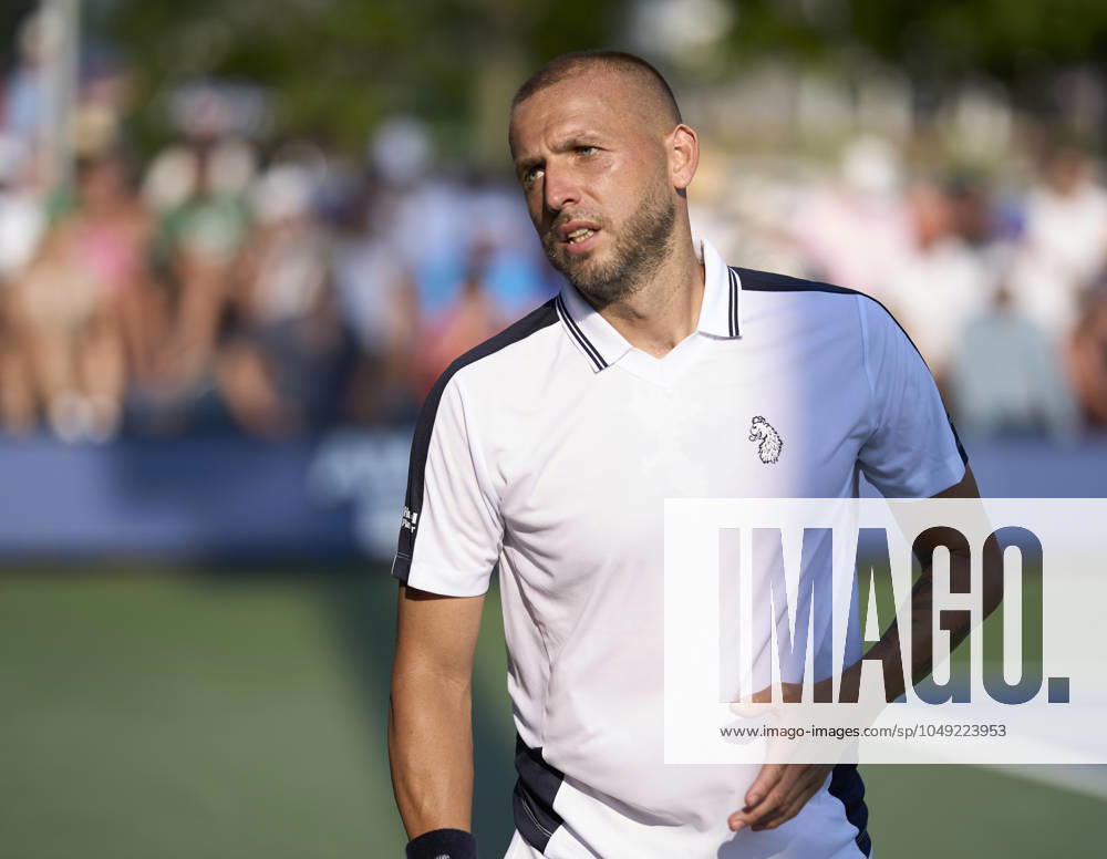 US Open Tennis 2024 Dan Evans looks cross court during the longest match in US Open historynagainst Karen Khachanov in the first round on court 6 at the 2024 US Open Tennis Championships at the National Tennis centre, New York, New York, 27 Aug 2024., Credit:Peter van den Berg Avalon USA, New York, New York, National Tennis Centre
