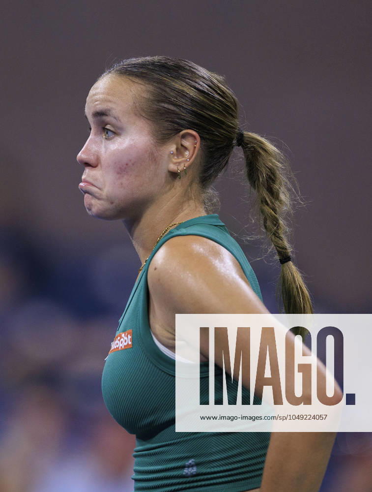 Sofia Kenin reacts to a good call during Day 2 of her match against Emma Raducanu in the 2024 US Open held at the USTA Billie Jean King National Tennis Center on MondayAugust 26, 2024 in the Flushing neighborhood of the Queens borough of New York City. JAVIER ROJAS PI Flushing Meadows USA - ZUMAp124 20240827_zaa_p124_082
