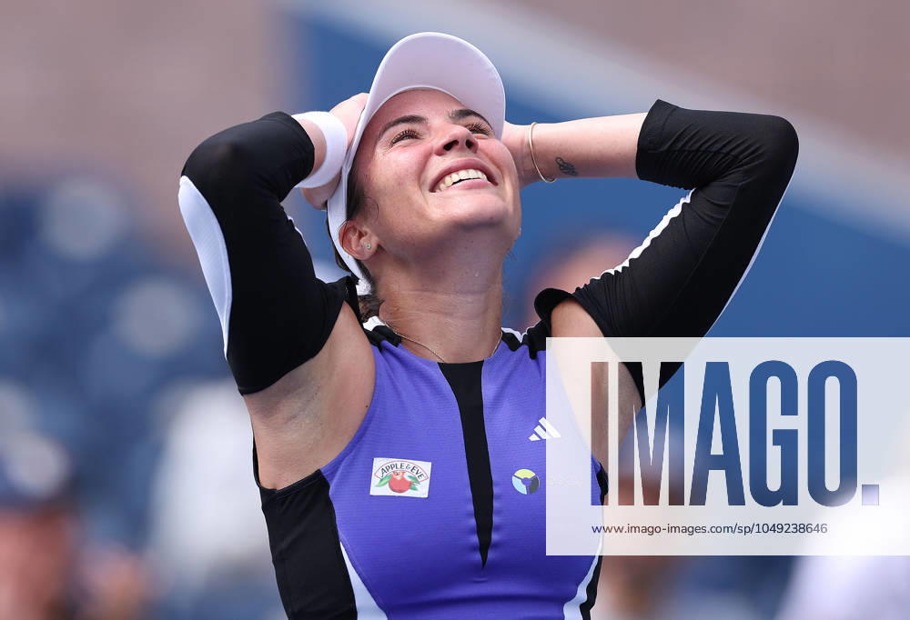 Gabriella Ruse of Romania celebrates on match point US Open Championships 2024, Day Three, Flushing Meadows, New York, USA - 28 Aug 2024