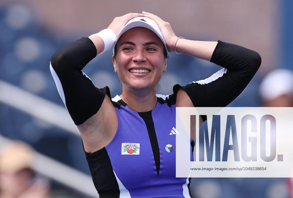 Gabriella Ruse of Romania celebrates on match point US Open Championships 2024, Day Three, Flushing Meadows, New York, USA - 28 Aug 2024