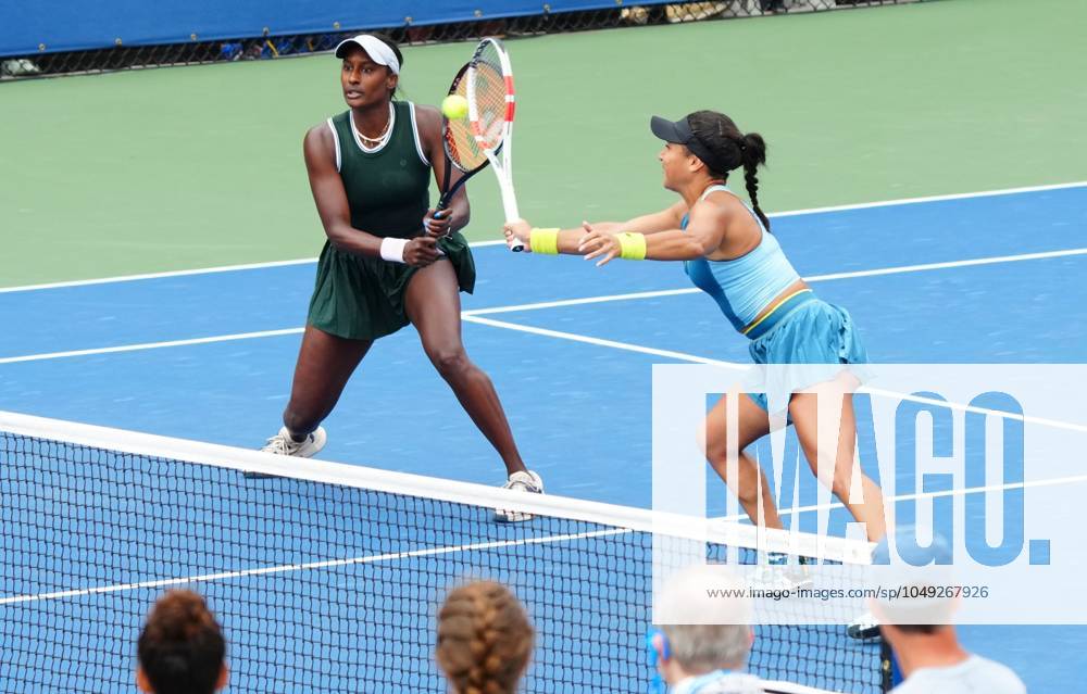 Heather Watson and Asia Muhammad in Women s doubles action US Open Championships 2024, Day Four, Flushing Meadows, New York, USA - 29 Aug 2024