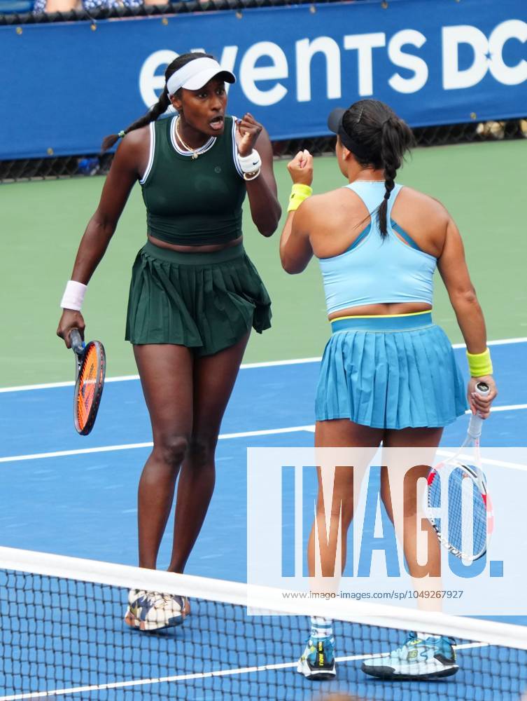 Heather Watson and Asia Muhammad in Women s doubles action US Open Championships 2024, Day Four, Flushing Meadows, New York, USA - 29 Aug 2024