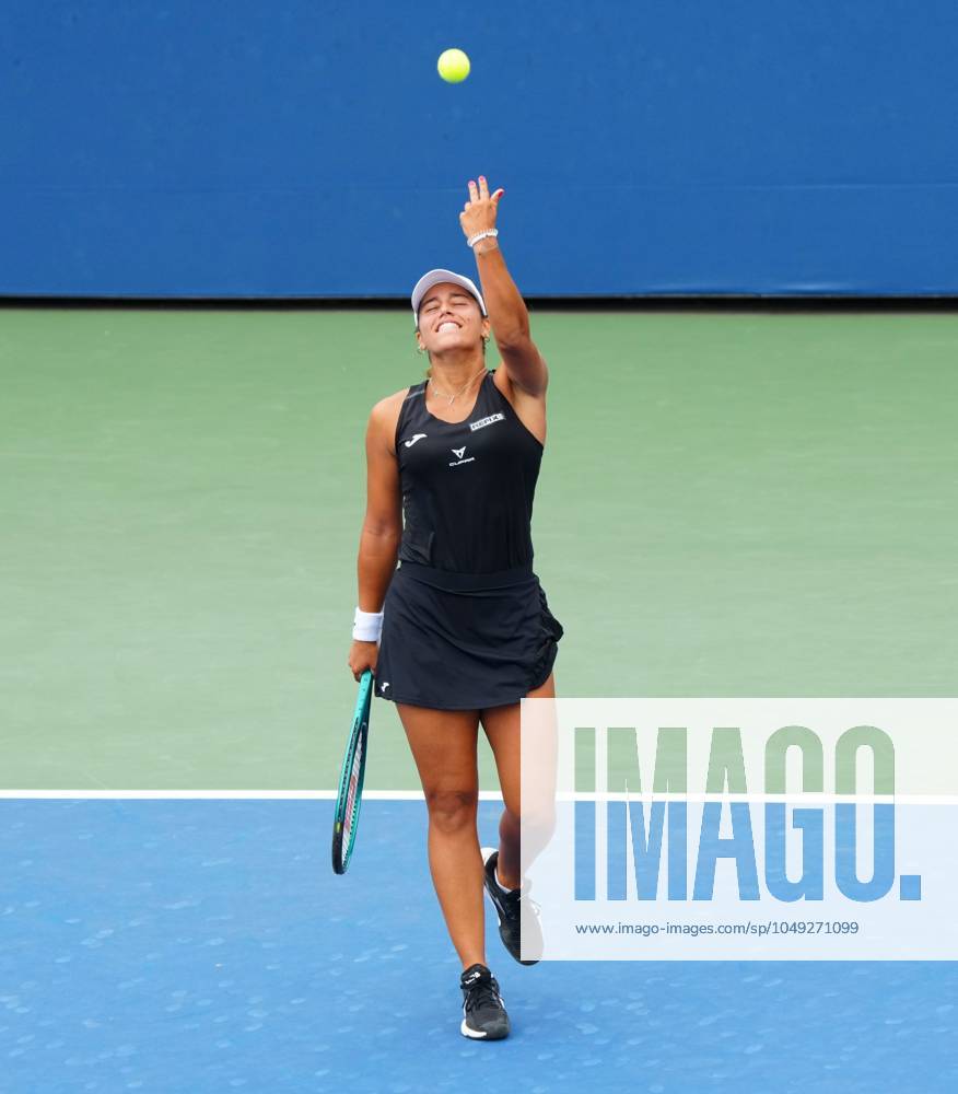 Jessica Bouzas Maneiro celebrates her win over Katie Boulter US Open Championships 2024, Day Four, Flushing Meadows, New York, USA - 29 Aug 2024