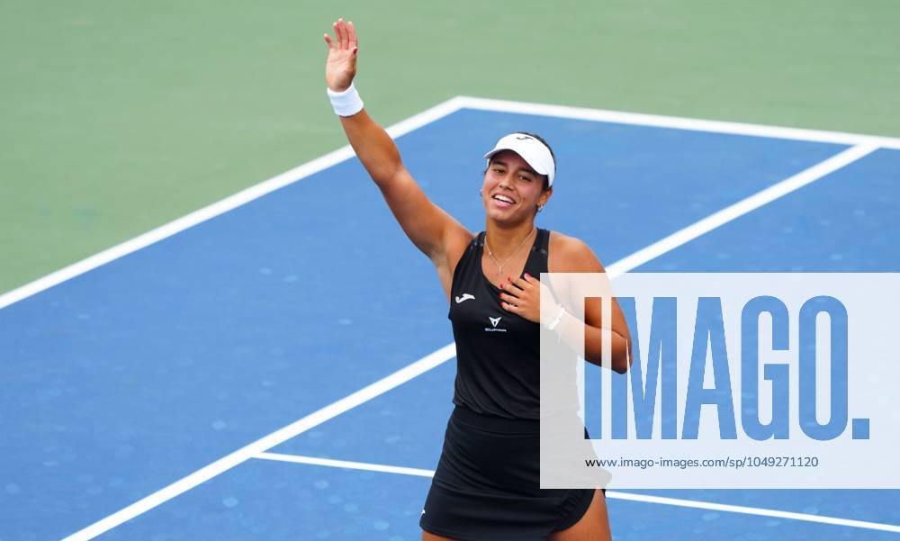 Jessica Bouzas Maneiro celebrates her win over Katie Boulter US Open Championships 2024, Day Four, Flushing Meadows, New York, USA - 29 Aug 2024