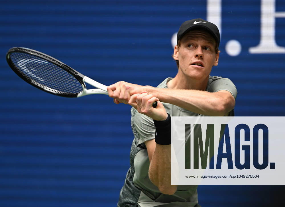 FLUSHING NY- AUGUST 29: Jannik Sinner Vs Alex Michelsen on Arthur Ashe Stadium at the USTA Billie Jean King National Tennis Center on August 29, 2024 in Flushing Queens.