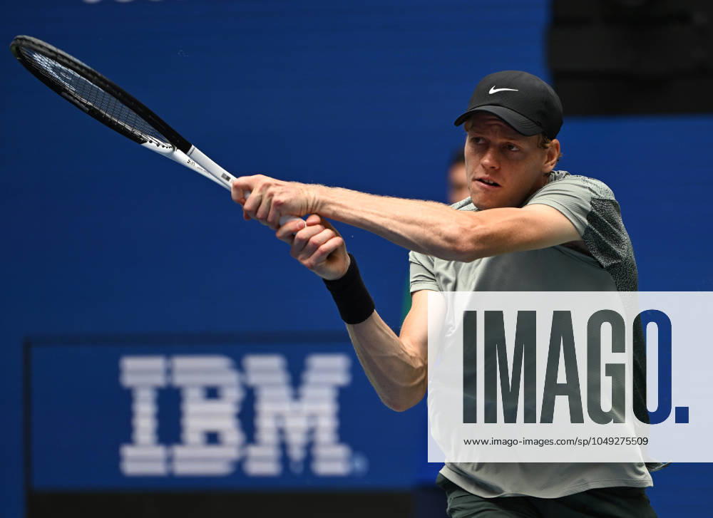 FLUSHING NY- AUGUST 29: Jannik Sinner Vs Alex Michelsen on Arthur Ashe Stadium at the USTA Billie Jean King National Tennis Center on August 29, 2024 in Flushing Queens.