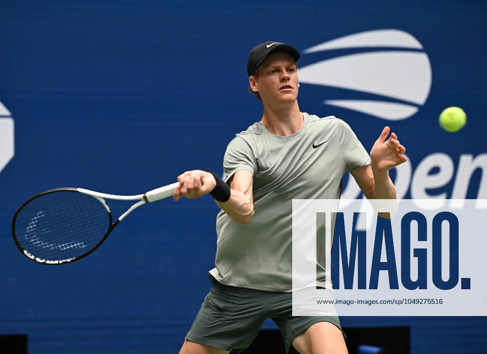 FLUSHING NY- AUGUST 29: Jannik Sinner Vs Alex Michelsen on Arthur Ashe Stadium at the USTA Billie Jean King National Tennis Center on August 29, 2024 in Flushing Queens.
