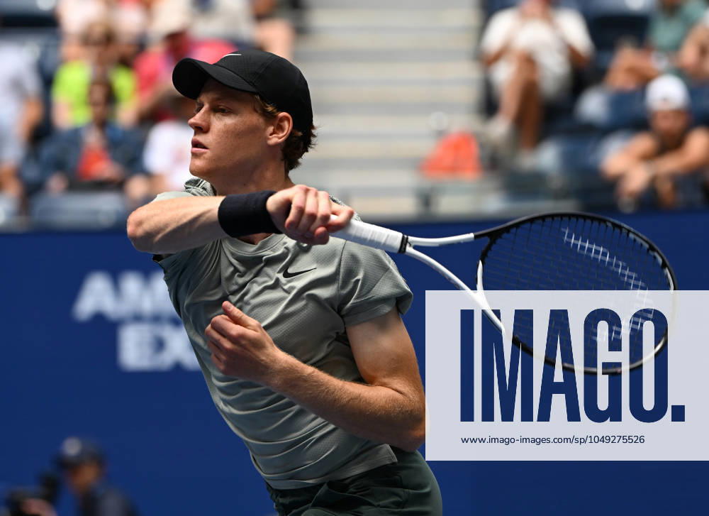 FLUSHING NY- AUGUST 29: Jannik Sinner Vs Alex Michelsen on Arthur Ashe Stadium at the USTA Billie Jean King National Tennis Center on August 29, 2024 in Flushing Queens.