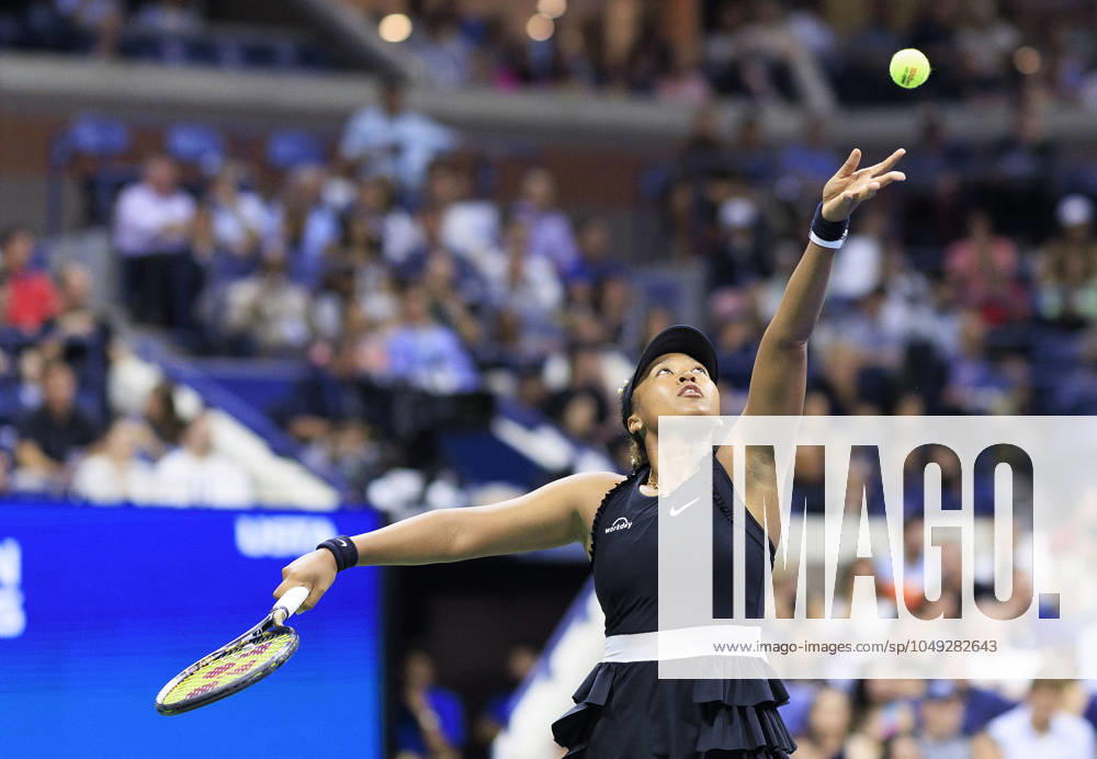 Naomi Osaka serves during Day 4 of her match against Karolina Muchova in the 2024 US Open held at the USTA Billie Jean King National Tennis Center on Thursday August 29, 2024 in the Flushing neighborhood of the Queens borough of New York City. JAVIER ROJAS PI Flushing Meadows USA - ZUMAp124 20240829_zaa_p124_132