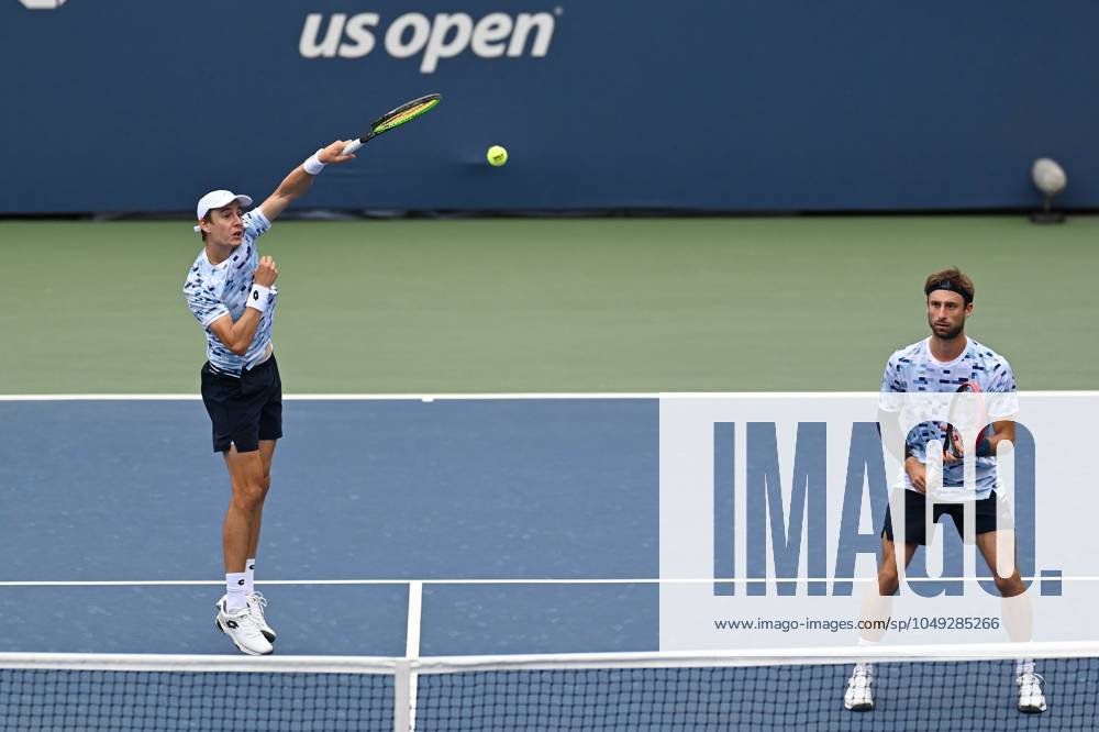 Sander Gille and Joran Vliegen (white hat) of Belgium play against Miomir Kecmanovic of Serbia and Roman Safiullin of Russia in the Men s Doubles: Round 1 at the 2024 U.S. Open tennis tournament at USTA Billie Jean King National Tennis Center, New York, NY, August 29, 2024. (Photo by Anthony Behar Sipa USA) ANTHONYxBEHAR x0757900551stx