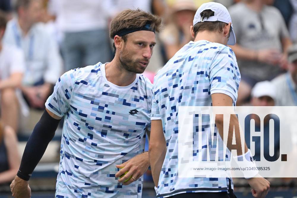 Sander Gille and Joran Vliegen (white hat) of Belgium play against Miomir Kecmanovic of Serbia and Roman Safiullin of Russia in the Men s Doubles: Round 1 at the 2024 U.S. Open tennis tournament at USTA Billie Jean King National Tennis Center, New York, NY, August 29, 2024. (Photo by Anthony Behar Sipa USA) ANTHONYxBEHAR x0757900575stx