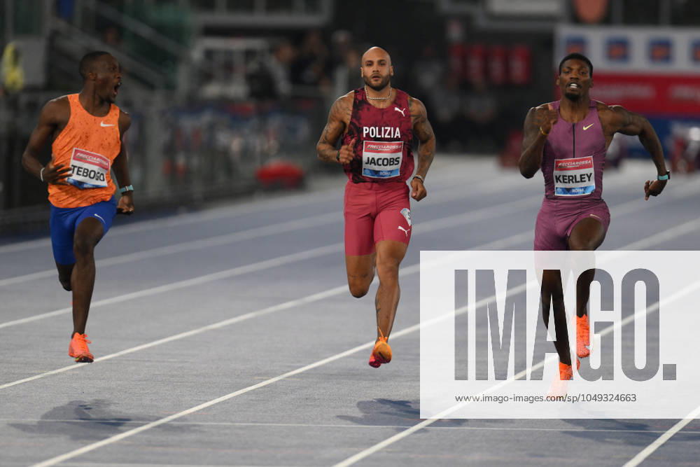 - Internazionali di Atletica - Golden Gala Pietro Mennea Letsile TEBOGO (BOT) Lamont Marcell JACOBS (ITA) and Fred KERLEY (USA) compete in 100m Men during the Diamond League Athletics 30th August 2024 at the Olimpic Stadium in Rome Rome Italy
