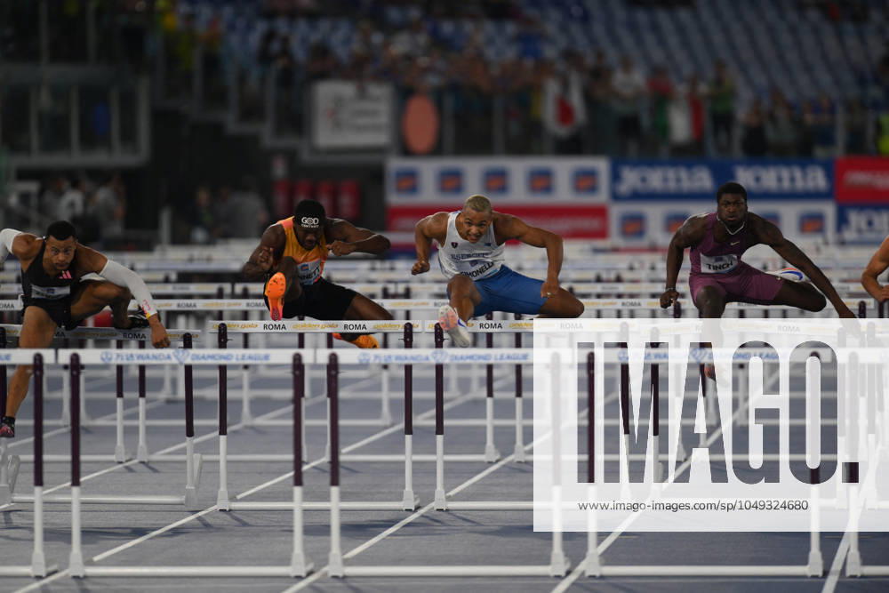 - Internazionali di Atletica - Golden Gala Pietro Mennea Lorenzo Ndele SIMONELLI (ITA) Orlando BENNETT (JAM) Sasha ZHOYA (FRA) Cordell TINCH (USA) compete in 110m Hurdles Men during the Diamond League Athletics 30th August 2024 at the Olimpic Stadium in Rome Rome Italy