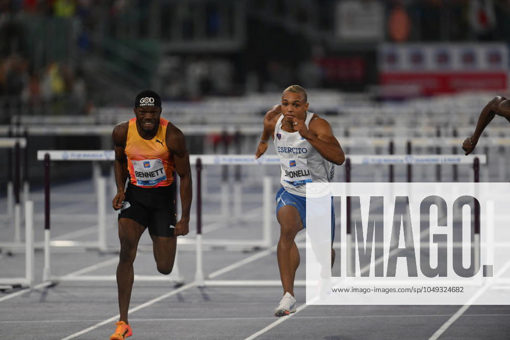 - Internazionali di Atletica - Golden Gala Pietro Mennea Lorenzo Ndele SIMONELLI (ITA) and Orlando BENNETT (JAM) compete in 110m Hurdles Men during the Diamond League Athletics 30th August 2024 at the Olimpic Stadium in Rome Rome Italy