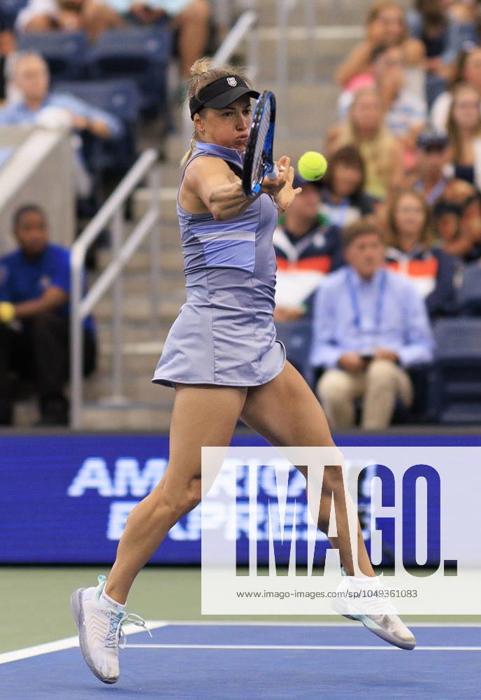 Yulia Putintseva hits a forehand during Day 6 of her match against Jasmine Paolini in the 2024 US Open held at the USTA Billie Jean King National Tennis Center on Saturday August 31, 2024 in the Flushing neighborhood of the Queens borough of New York City. JAVIER ROJAS PI Flushing Meadows USA - ZUMAp124 20240831_zaa_p124_042