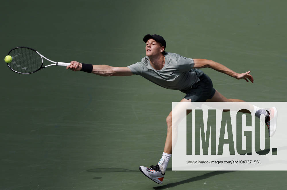 Jannik Sinner of Italy reaches to return a ball in the first set before defeating Christopher O Connell of Australia in the third round in Arthur Ashe Stadium of the 2024 US Open Tennis Championships in at the USTA Billie Jean King National Tennis Center on Saturday, August 31, 2024 in New York City. NYP20240831107 JOHNxANGELILLO