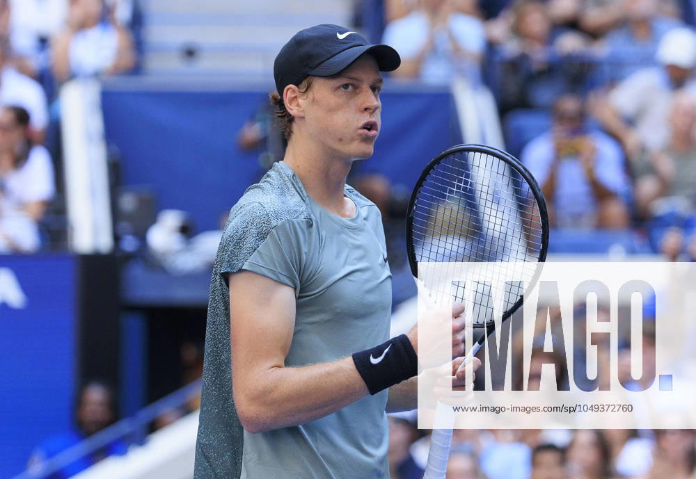 Jannik Sinner celebrates after winning his match against Christopher Oâ€⠢Connell on Day 6 of the 2024 US Open held at the USTA Billie Jean King National Tennis Center on Saturday August 31, 2024 in the Flushing neighborhood of the Queens borough of New York City. JAVIER ROJAS PI Flushing Meadows USA - ZUMAp124 20240831_zaa_p124_090