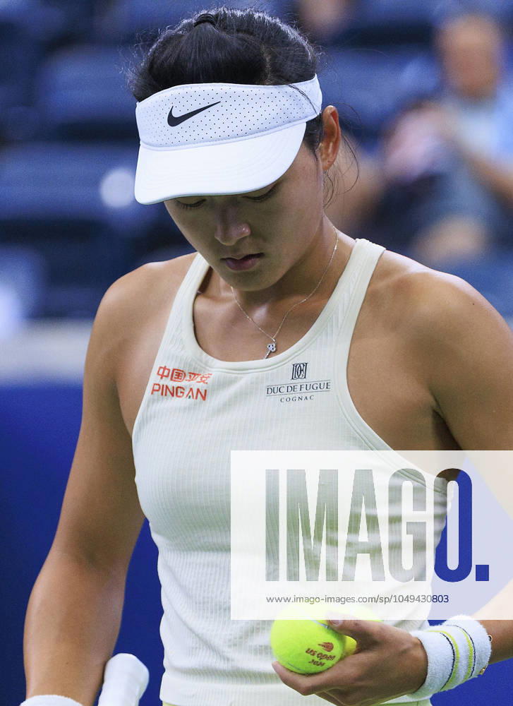 Yafan Wang gets ready to serve during Day 7 of her match against Paula Badosa in the 2024 US Open held at the USTA Billie Jean King National Tennis Center on Sunday September 1, 2024 in the Flushing neighborhood of the Queens borough of New York City. JAVIER ROJAS PI Flushing Meadows USA - ZUMAp124 20240901_zaa_p124_001