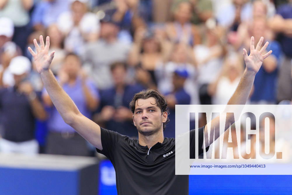 Taylor Fritz celebrates after winning his match against Casper Rudd on Day 7 of the 2024 US Open held at the USTA Billie Jean King National Tennis Center on Sunday September 1, 2024 in the Flushing neighborhood of the Queens borough of New York City. JAVIER ROJAS PI Flushing Meadows USA - ZUMAp124 20240901_zaa_p124_043